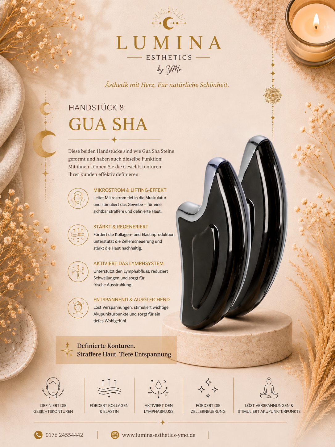 Lumina-Vorlage zum Handstück Gua Sha · Mikrostrom